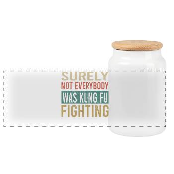 Kung Fu Fighting Quote Typography - Panoramic Cookie Jar with Wooden Lid - white - Front