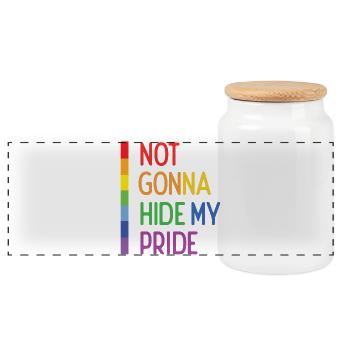 Mois de la fierté LGBTQ - Je ne vais pas cacher ma fierté - Boîte à biscuits avec couvercle en bois - blanc - Devant