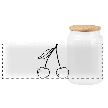 Cherries - Panoramic Cookie Jar with Wooden Lid - white - Front