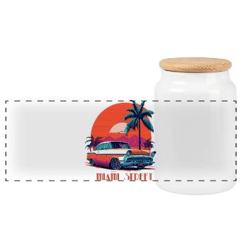 MIAMI STREET - Panoramic Cookie Jar with Wooden Lid - white - Front