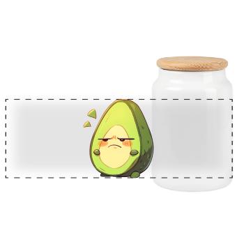 Conception de dessin animé d’avocat en colère - Boîte à biscuits avec couvercle en bois - blanc - Devant