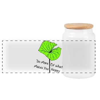 be happy, sei glücklich - Panorama Keksdose mit Holzdeckel - Weiß - Vorne