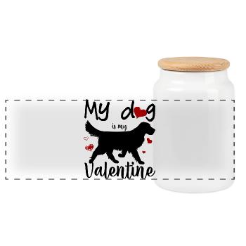 Crimson Heart Sketches - Panoramic Cookie Jar with Wooden Lid - white - Front