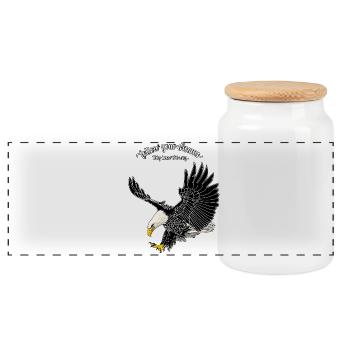 1208 Follow your dreams baldeagle just black - Panoramic Cookie Jar with Wooden Lid - white - Front