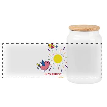 Joyeux anniversaire Geburtstag - Boîte à biscuits avec couvercle en bois - blanc - Devant