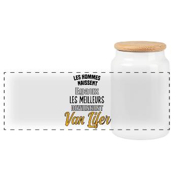 Egaux deviennent Van Life - Boîte à biscuits avec couvercle en bois - blanc - Devant