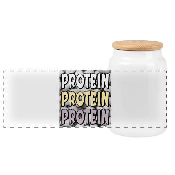 PROTEIN BOHNEN - Panorama Keksdose mit Holzdeckel - Weiß - Vorne