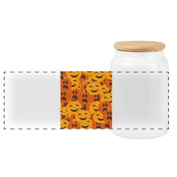 Citrouilles effrayantes motif d’Halloween - Boîte à biscuits avec couvercle en bois - blanc - Devant