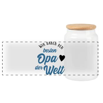 Wir haben den besten Opa der Welt - Panorama Keksdose mit Holzdeckel - Weiß - Vorne