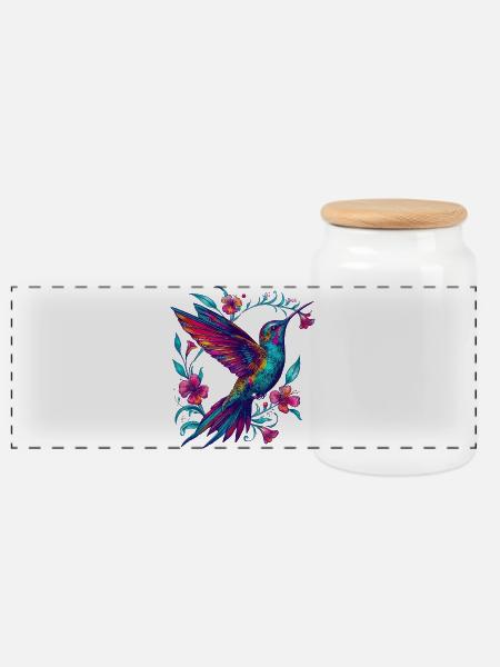 Kolibri - Panorama Keksdose mit Holzdeckel - Weiß