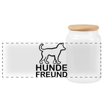 Hundefreunde Hund Tierheim Liebe Outlines Symbol - Panorama Keksdose mit Holzdeckel - Weiß - Vorne