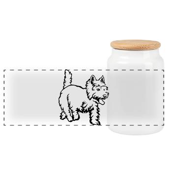 West Highland Terrier - Panorama Keksdose mit Holzdeckel - Weiß - Vorne
