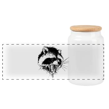 Waschbär - Panorama Keksdose mit Holzdeckel - Weiß - Vorne