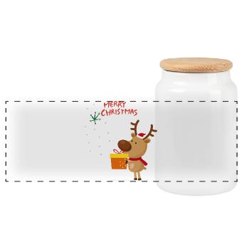 Merry Christmas Geschenke - Panorama Keksdose mit Holzdeckel - Weiß - Vorne