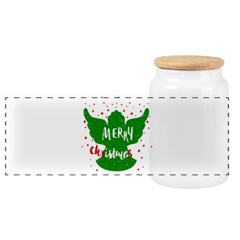 Ange Joyeux Noël - Boîte à biscuits avec couvercle en bois - blanc - Devant