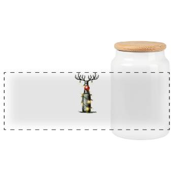 Renbier Rentier Bier Weihnachten xmas ugly - Panorama Keksdose mit Holzdeckel - Weiß - Vorne