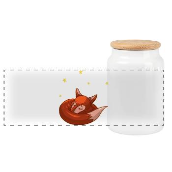 Fox - Panoramic Cookie Jar with Wooden Lid - white - Front