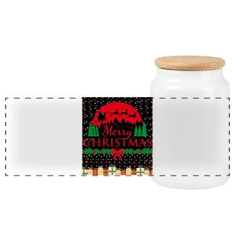 Conception de silhouette de Noël avec le Père Noël - Boîte à biscuits avec couvercle en bois - blanc - Devant