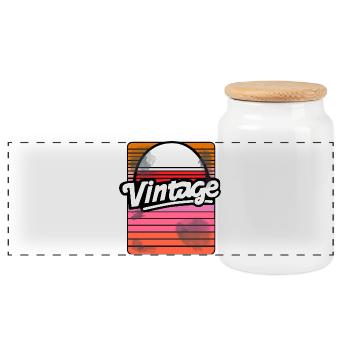 VINTAGE - Panorama Keksdose mit Holzdeckel - Weiß - Vorne