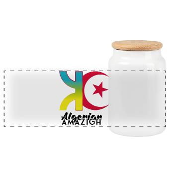 Algerischer Amazigh - Panorama Keksdose mit Holzdeckel - Weiß - Vorne