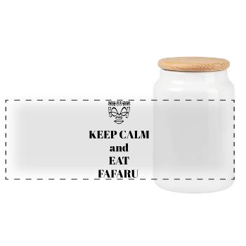 FAFARU - Panoramic Cookie Jar with Wooden Lid - white - Front