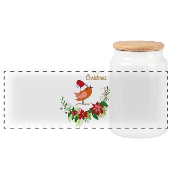 Joyeux Noël - Boîte à biscuits avec couvercle en bois - blanc - Devant