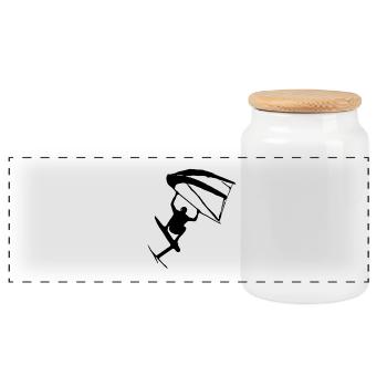 Trendy Wingfoil Style - Panoramic Cookie Jar with Wooden Lid - white - Front