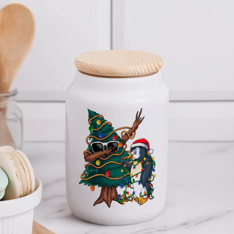 Dapping Tannenbaum -Dapping Weihnachtspullover Panorama Keksdose mit Holzdeckel