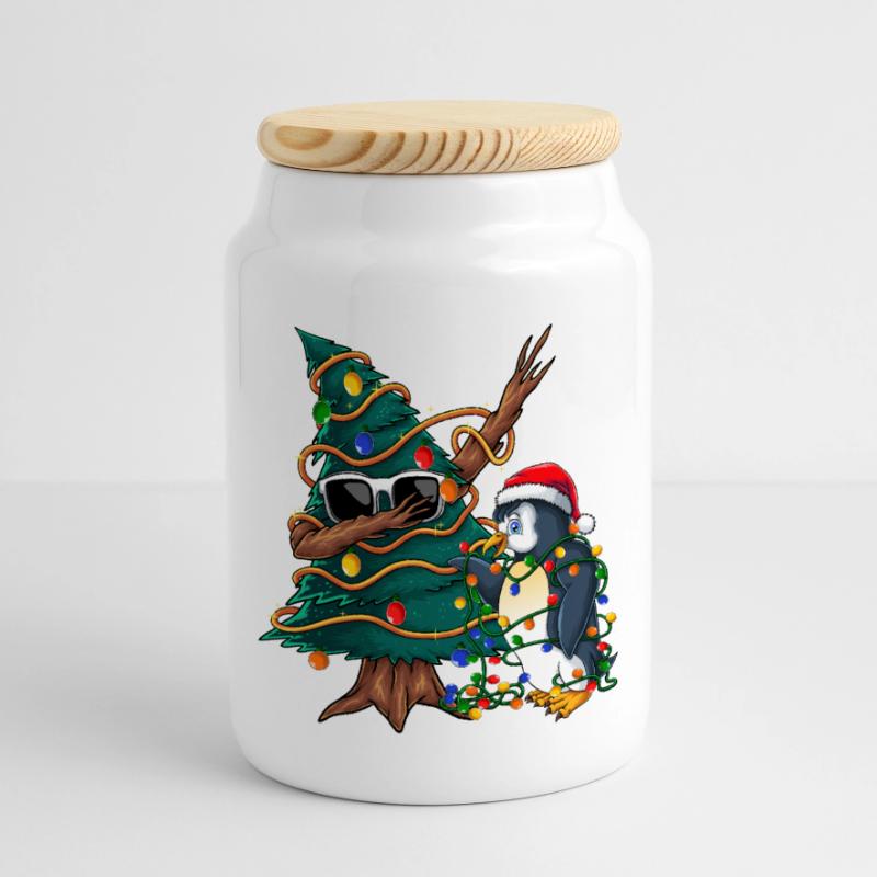 Dapping Tannenbaum -Dapping Weihnachtspullover Panorama Keksdose mit Holzdeckel
