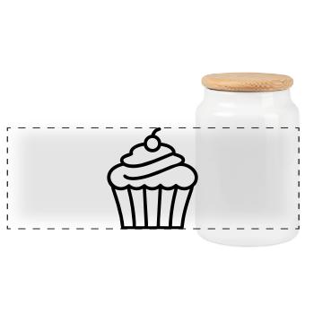 Cupcake - Panorama Keksdose mit Holzdeckel - Weiß - Vorne