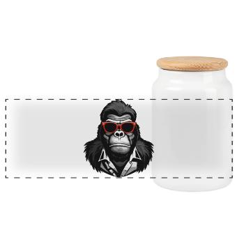 Gorilla, Affe, Primat - Panorama Keksdose mit Holzdeckel - Weiß - Vorne
