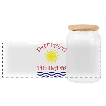 PATTAYA THAÏLANDE - Boîte à biscuits avec couvercle en bois - blanc - Devant