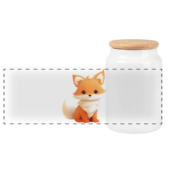 Niedliche Fuchs Illustration - Panorama Keksdose mit Holzdeckel - Weiß - Vorne