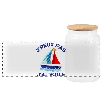 voile, voilier, bateau à voile - Boîte à biscuits avec couvercle en bois - blanc - Devant