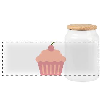 Cupcake - Panoramic Cookie Jar with Wooden Lid - white - Front