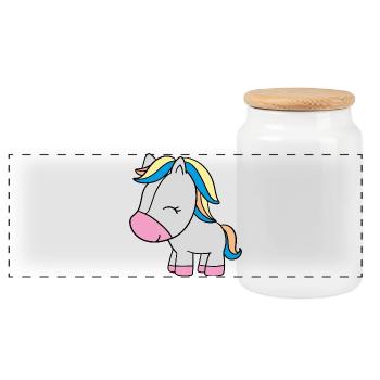 petite licorne - Boîte à biscuits avec couvercle en bois - blanc - Devant
