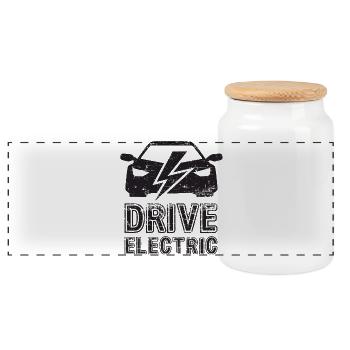 Drive Electric Supercharge - Electric Car Fans - Panoramic Cookie Jar with Wooden Lid - white - Front
