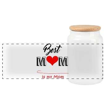 best mom, Mothers Day - Panorama Keksdose mit Holzdeckel - Weiß - Vorne