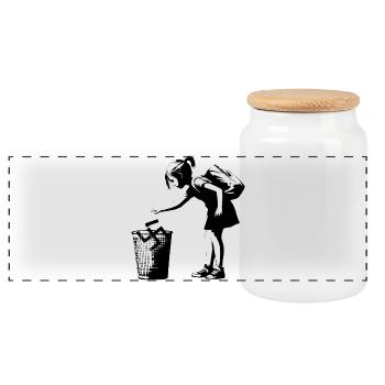 Swastika Trash Street Art Style - Panoramic Cookie Jar with Wooden Lid - white - Front