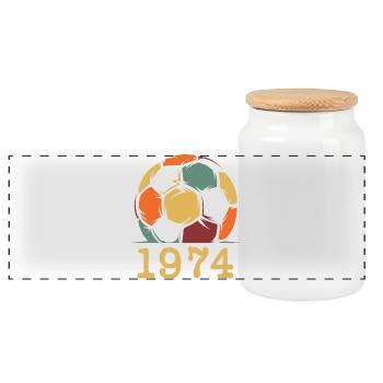 vintage retro Fußball 1974 Jubiläum Geburtstag - Panorama Keksdose mit Holzdeckel - Weiß - Vorne