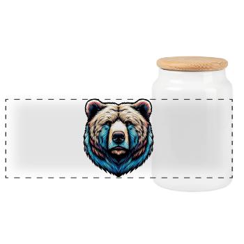 Bear - Panoramic Cookie Jar with Wooden Lid - white - Front