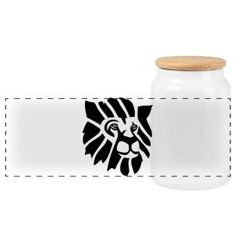 Lion - Panoramic Cookie Jar with Wooden Lid - white - Front