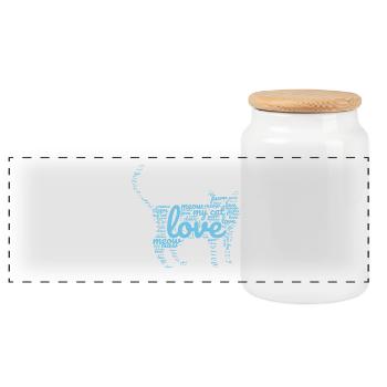 Sous-titres de chat - Boîte à biscuits avec couvercle en bois - blanc - Devant