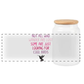 Not All Who Wander Are Lost - Birds - Panoramic Cookie Jar with Wooden Lid - white - Front
