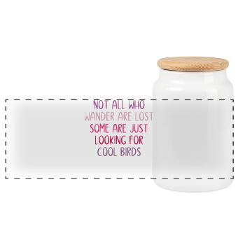 Not All Who Wander Are Lost - Birds - Panoramic Cookie Jar with Wooden Lid - white - Front
