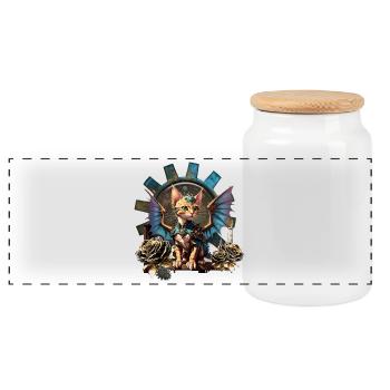 Merveilleux chat steampunk fantastique. - Boîte à biscuits avec couvercle en bois - blanc - Devant
