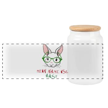 Je m’appelle Rabbit - Boîte à biscuits avec couvercle en bois - blanc - Devant