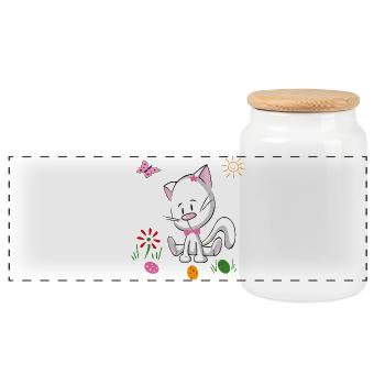 Oeufs de Pâques Pâques - Boîte à biscuits avec couvercle en bois - blanc - Devant