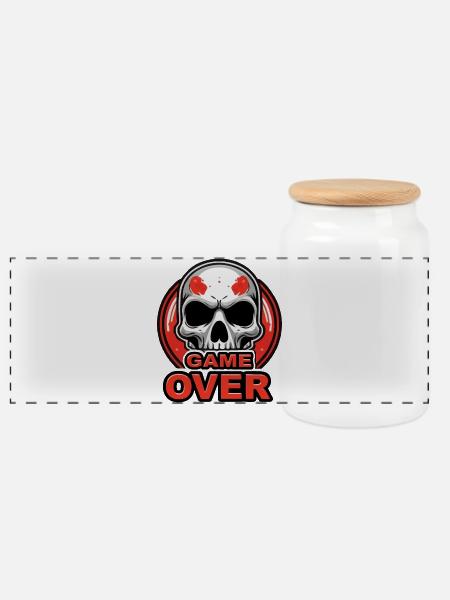 Skull-Spiel vorbei Red Crest - Panorama Keksdose mit Holzdeckel - Weiß