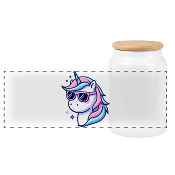 Pastel Neon Unicorn Shades - Panoramic Cookie Jar with Wooden Lid - white - Front